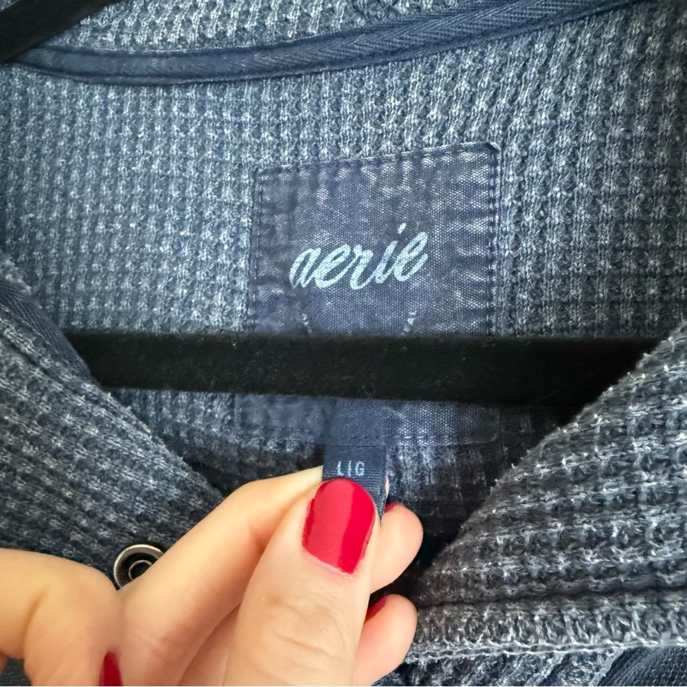 aerie Washed Navy Half-Zip Sweatshirt - Picture 2 of 9